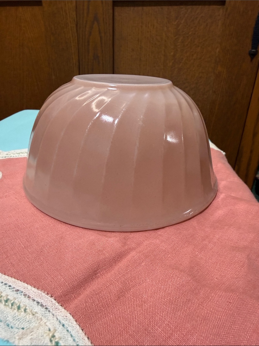 Fire King Rainbow swirl 6” Mixing Bowl HTF sandalwood pink